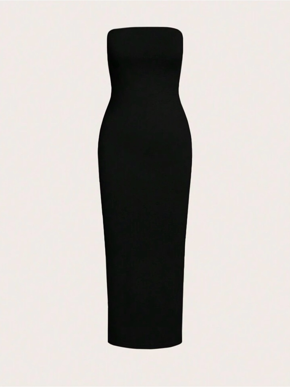 SHEIN Black Strapless Midi Tube Dress